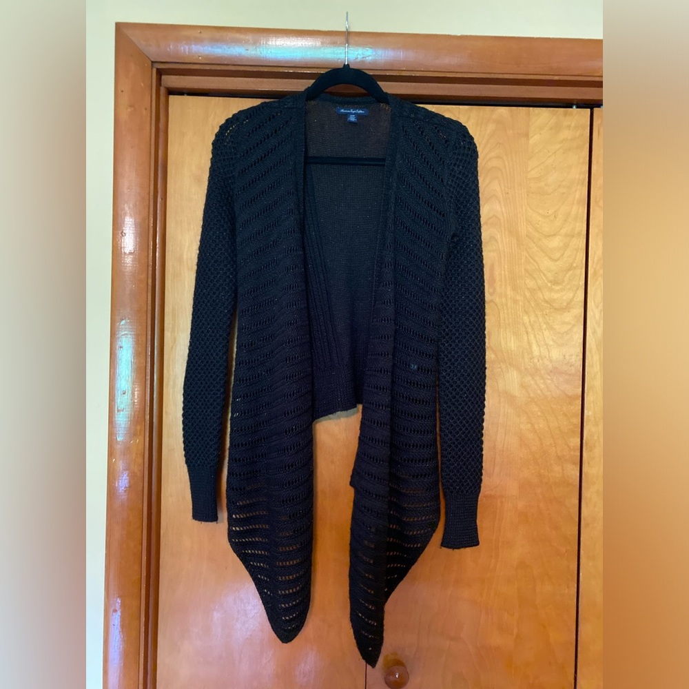EUC womens American Eagle Outfitters black metallic sweater